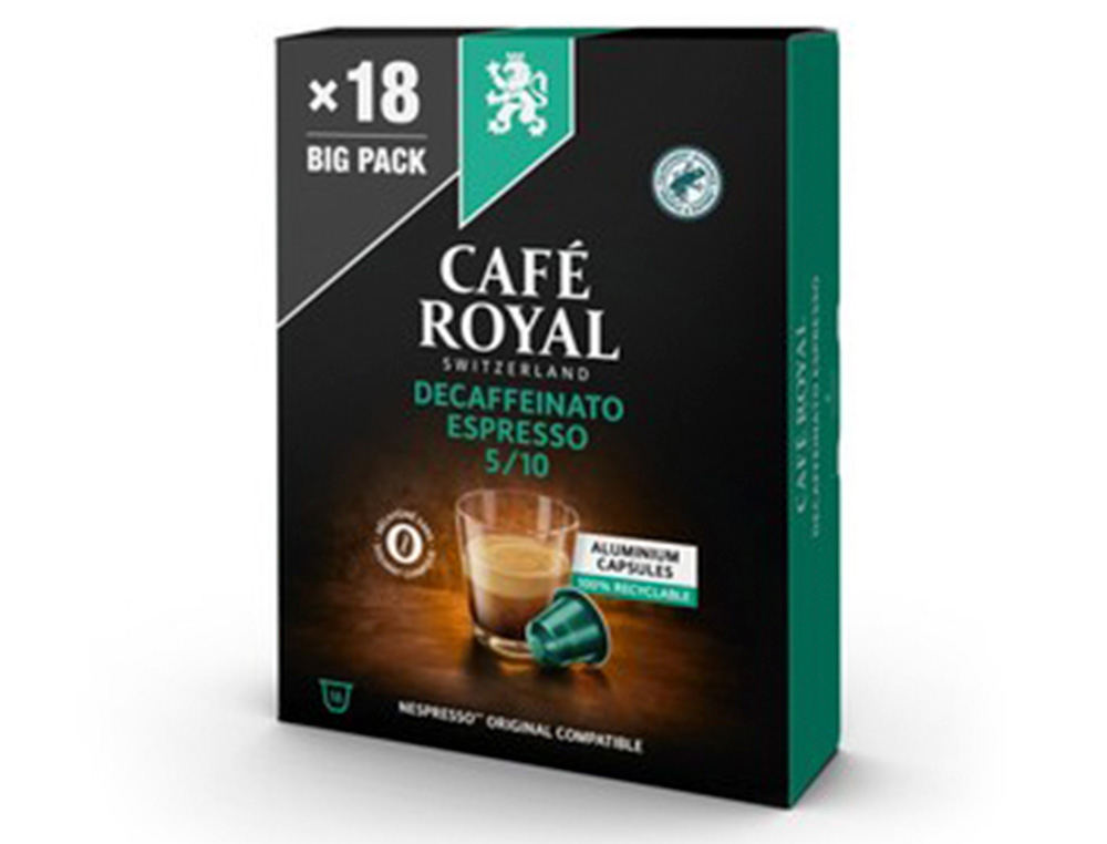 CAFE ROYAL ESPRESSO DECAFFEINATO S COMP 18        CAPSULES