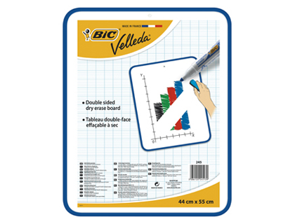 TABLEAU BLANC VELLEDA DOUBLE FACE EFFAABLE UNIE OEILLET SUSPENSION LIVR SOUS FILM 44X30CM