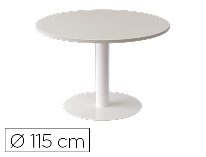 TABLE RONDE PAPERFLOW EASYDESK DIAMTRE 115CM COLORIS PIED ACIER BLANC PLATEAU BLANC