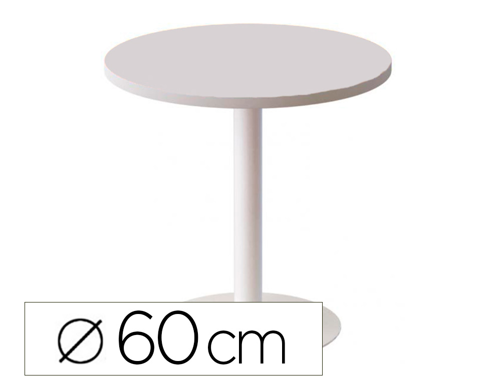 TABLE BASSE PAPERFLOW EASYDESK DIAMETRE 60CM PIED   ACIER LAQUE BLANC PLATEAU     MELAMINE COLORIS BLANC