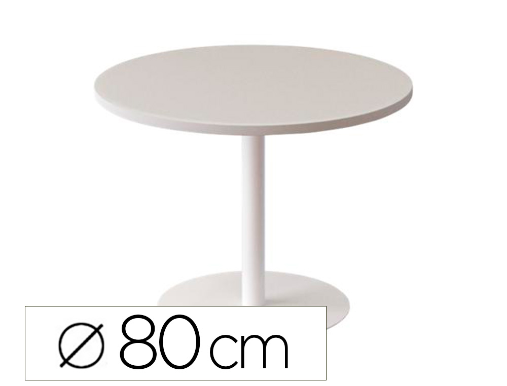 TABLE BASSE PAPERFLOW EASYDESK DIAMETRE 80CM PIED   ACIER LAQUE BLANC PLATEAU     MELAMINE COLORIS BLANC